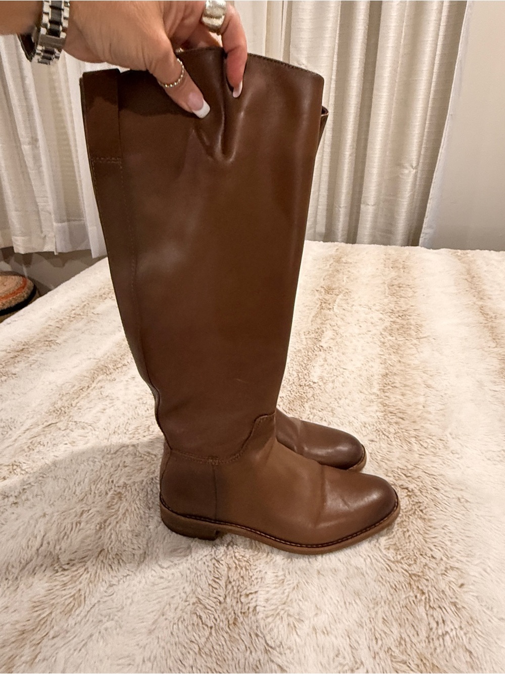 Franco Sarto Brown Leather Knee High Riding Boots Women’s 7.5 M